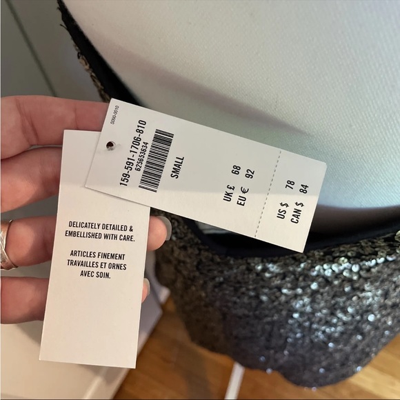 Abercrombie & Fitch Dress Sequin Small Womens Black Gold Slip NWT Mini - Picture 4 of 6